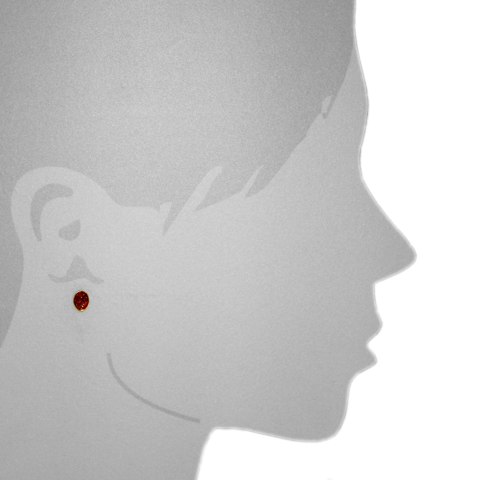 OSTSEE-SCHMUCK Paar Ohrstecker »- Classic 8 x 6 mm - Silber 925/000, vergoldet - Bernstein«