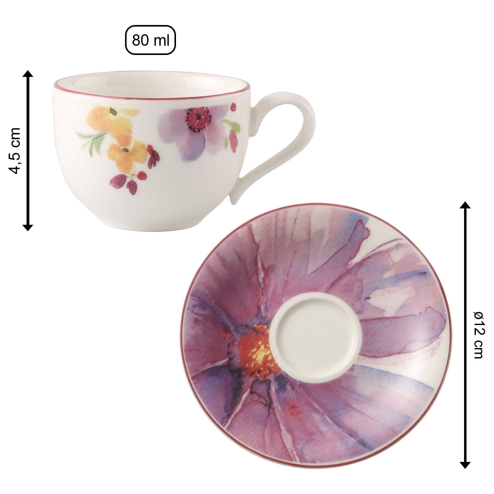 Villeroy & Boch Tasse »Espressotasse mit Untertasse Mariefleur Basic 80 ml bunt« Spülmaschinengeeignet, Mikrowellenfest