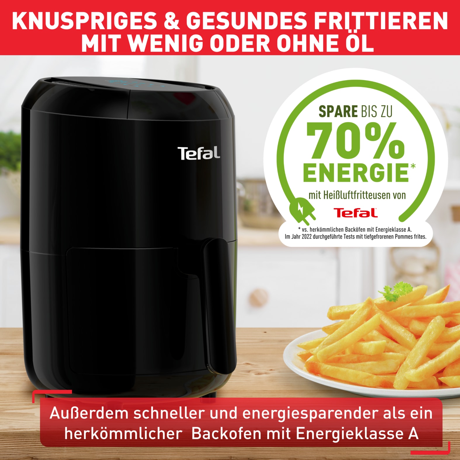 Tefal Heißluftfritteuse »EY3018 Easy Fry Compact«, 1030 W, Fassungsvermögen 1,6 l, für bis zu 2 Portionen, gesund mit wenig bis gar kein Öl, EY3018