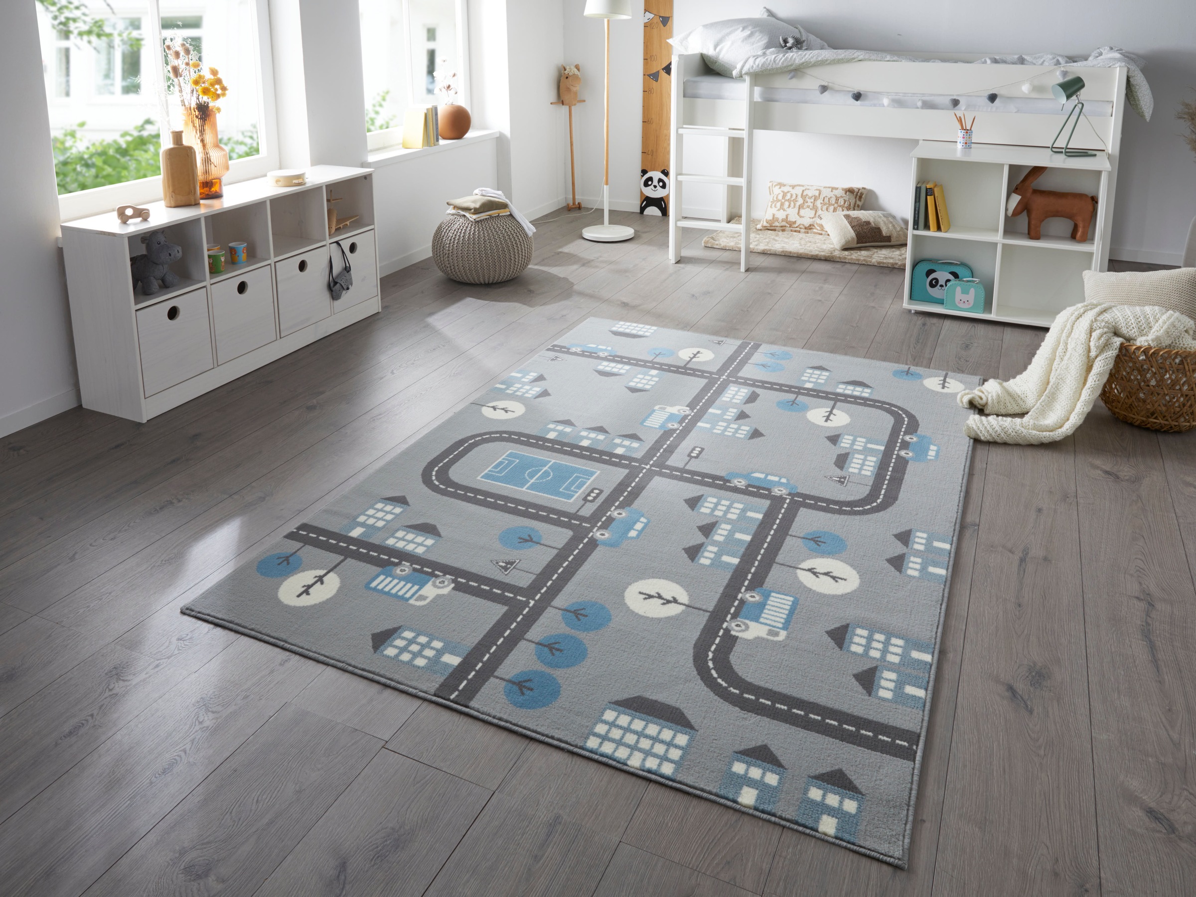 HANSE Home Kinderteppich »Town«, rechteckig, 0,9 mm Höhe, Kurzflor, Kinderteppich, Spielteppich, Straßen Design, Kinderzimmer