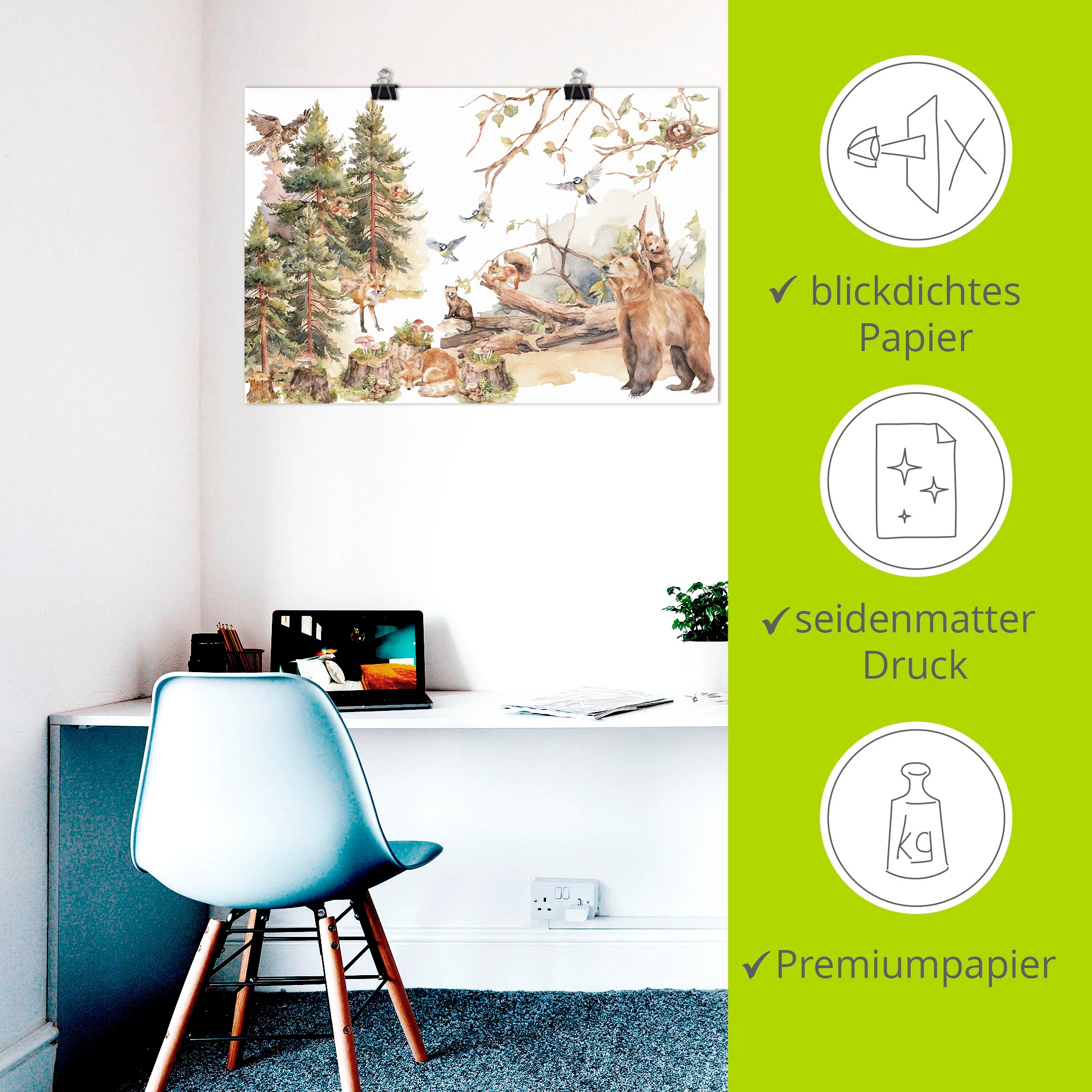 Artland Wandbild »Die Tiere des Waldes« 1 Stk. tlg. als Alubild, Leinwandbild, Poster, Wandaufkleber in verschied. Größen