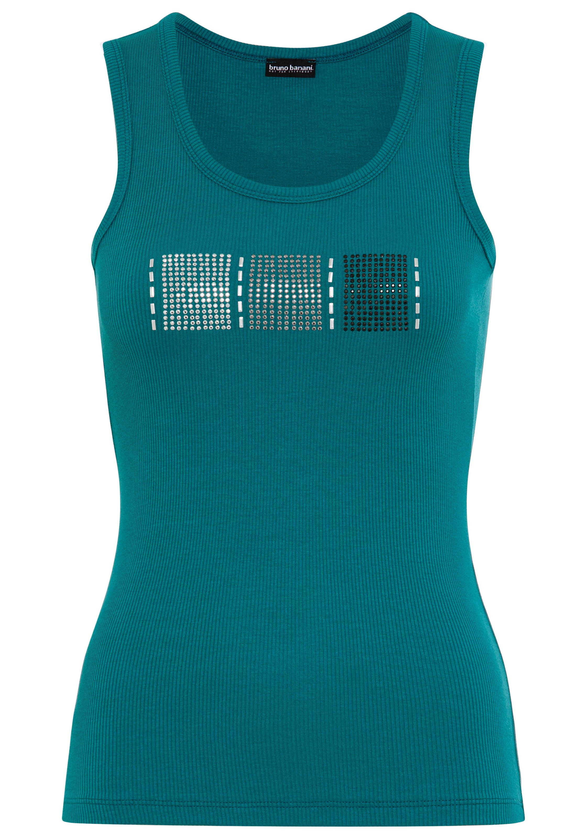 Bruno Banani Tanktop mit Glitzer-Applikation, aus Baumwolle und Elasthan in Rippstruktur