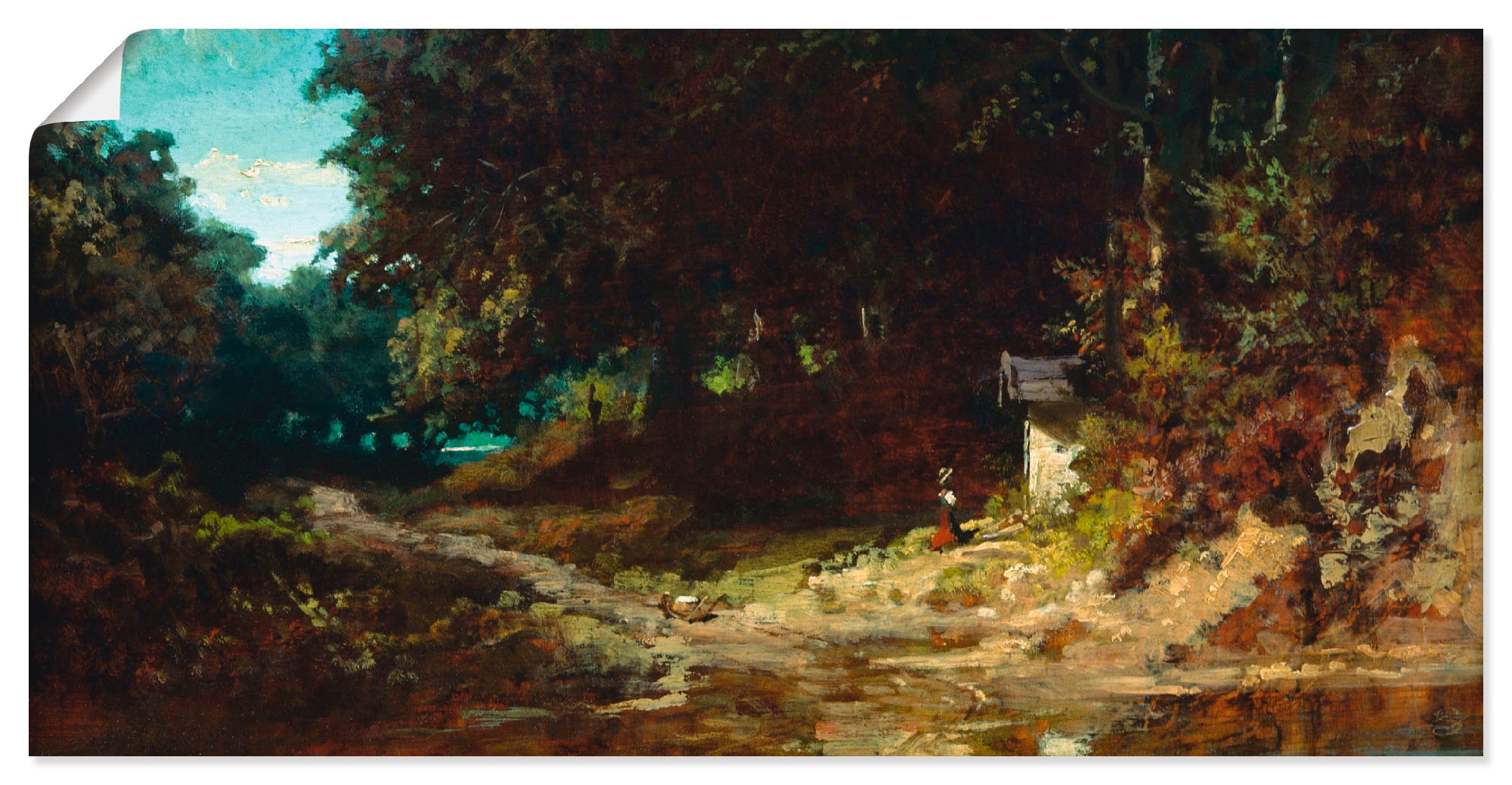 Artland Wandbild »Betendes Mädchen vor einer Waldkapelle«, Wald, (1 St.), in vielen Größen & Produktarten -Leinwandbild, Poster, Wandaufkleber / Wandtattoo auch für Badezimmer geeignet