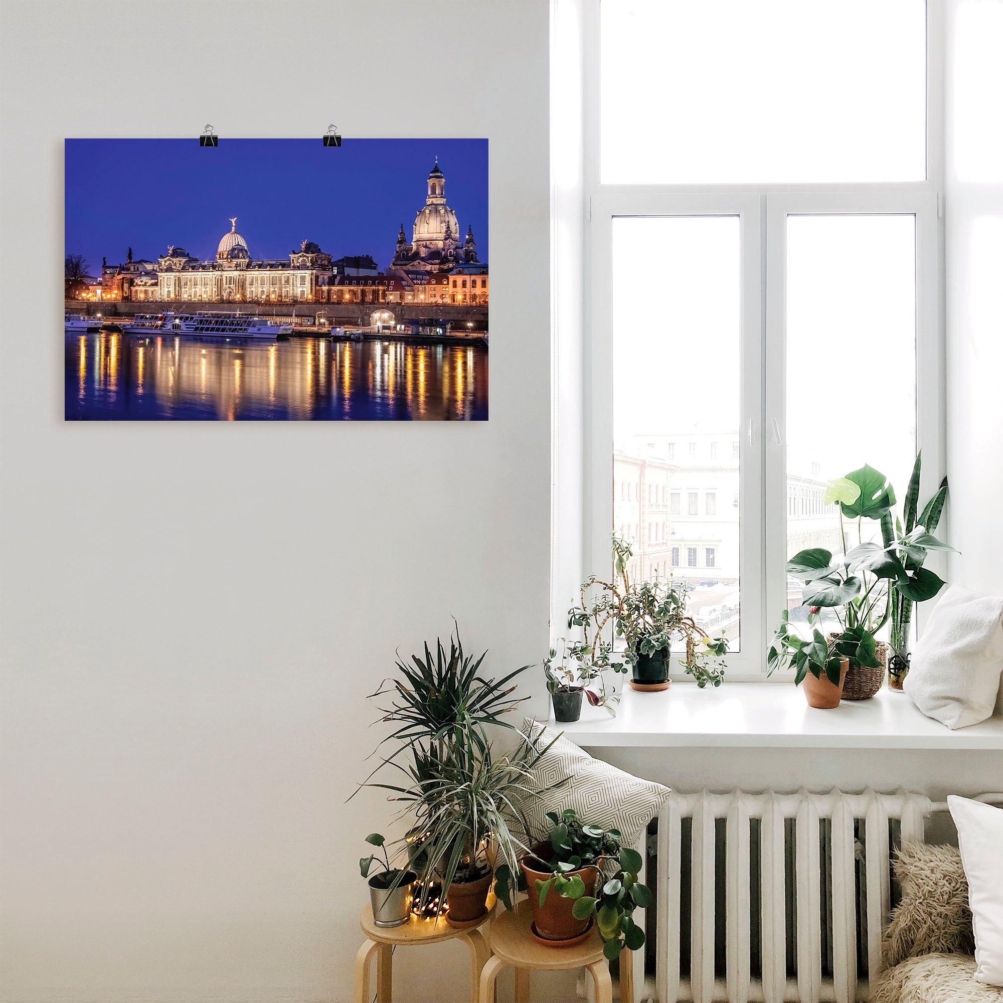 Artland Wandbild »Abend an der Elbe in Dresden«, Dresden, (1 St.), als Alubild, Leinwandbild, Wandaufkleber oder Poster in versch. Größen