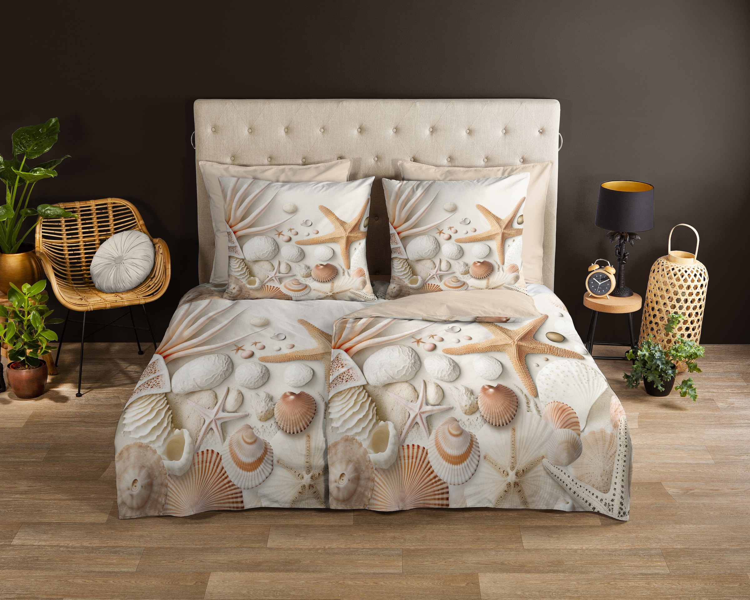 good morning Wendebettwäsche »Cote«, 100% Baumwolle, Renforcé, Reißverschluss, Wendeoptik, strand, Seestern