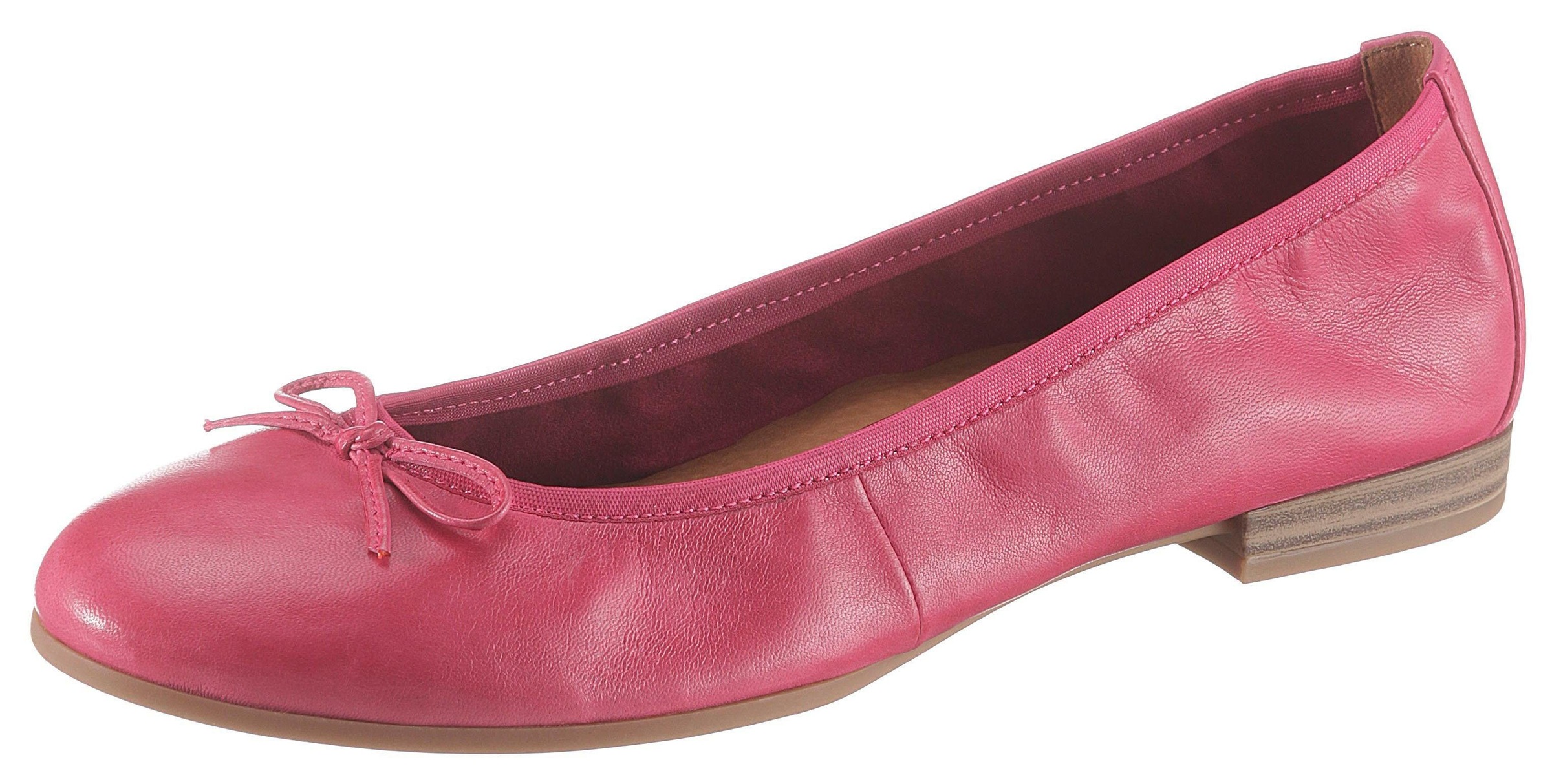 Ballerina aus Leder in Fuchsia mit dekorativer Schleife