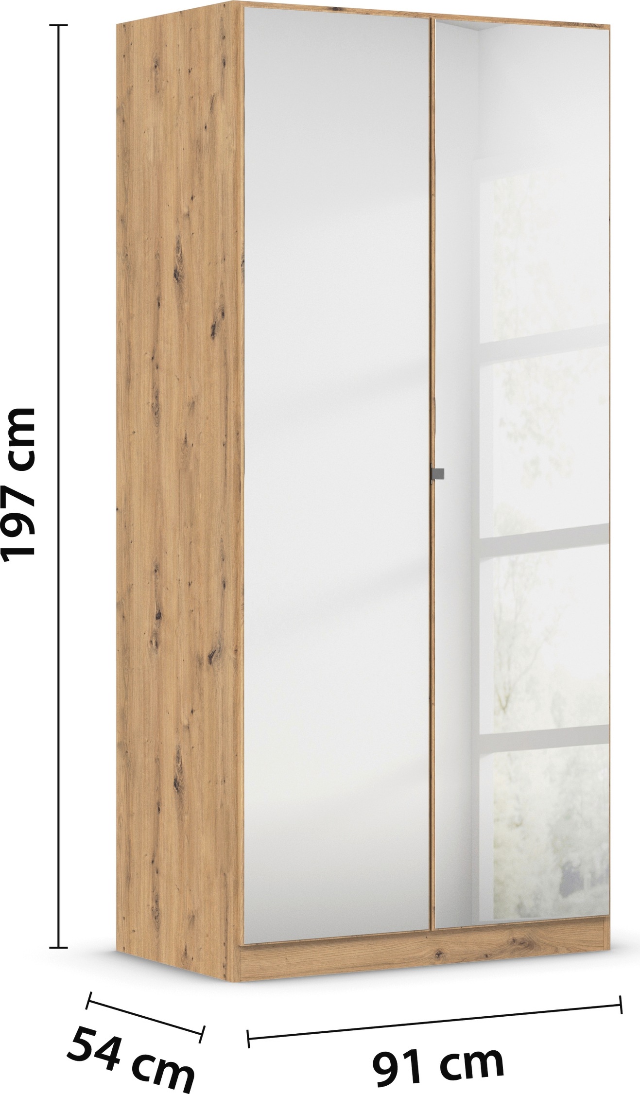 rauch Drehtürenschrank »Reflect« mit Spiegelfront, inkl. praktischer Inneneinteilung und Stoffboxen-Set