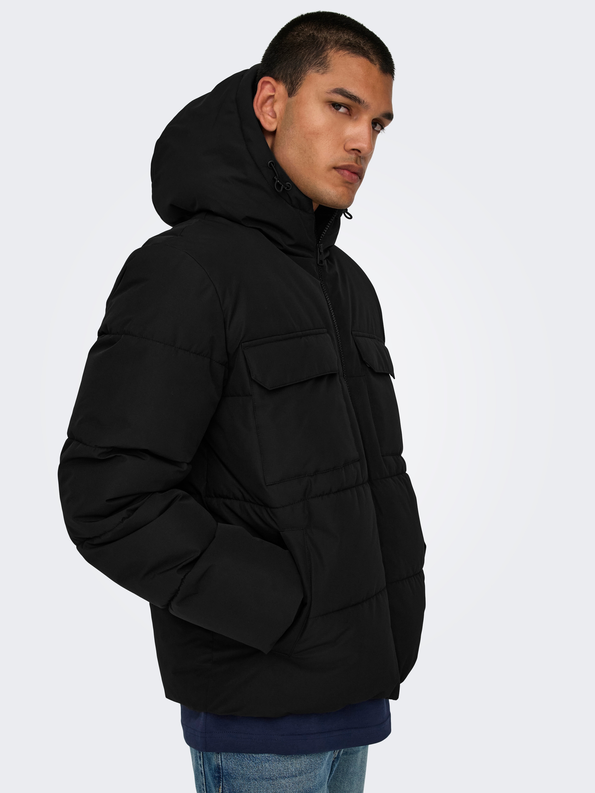 ONLY & SONS Steppjacke »ONSELIJAH PCKT. HOOD JACKET OTW NOOS«, mit Kapuze