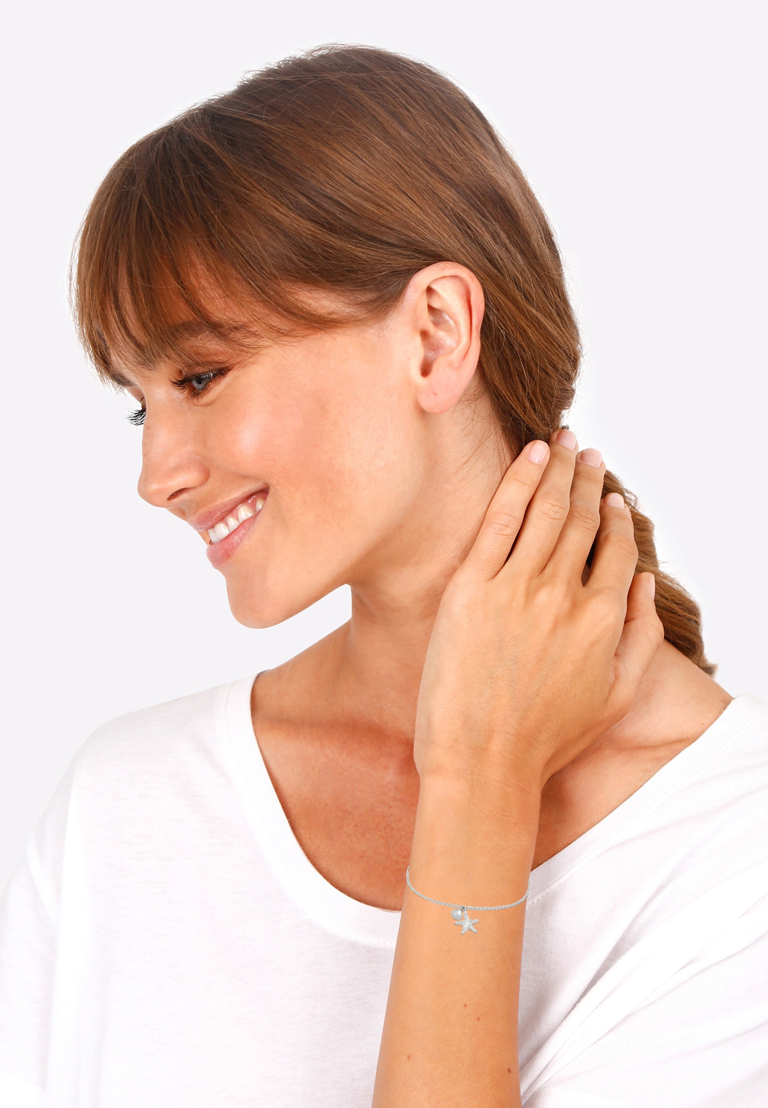 Elli Armkette »Armband Armkettchen Seestern Muschel 925 Silber«