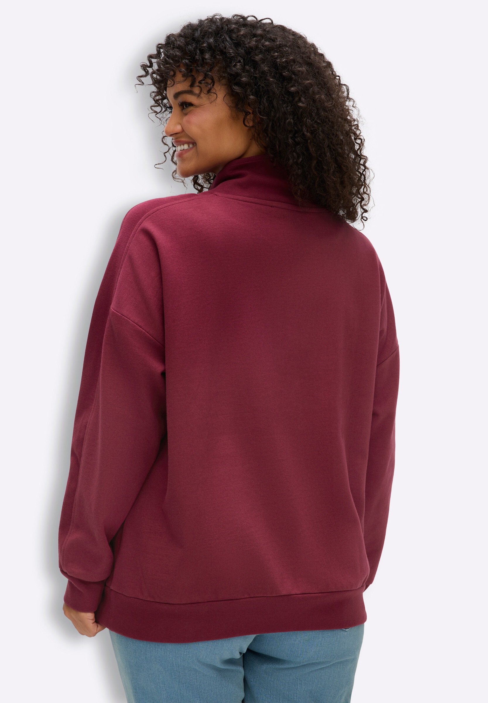 Sheego Sweatshirt »Sweatshirt Sweatshirt mit Troyerkragen«
