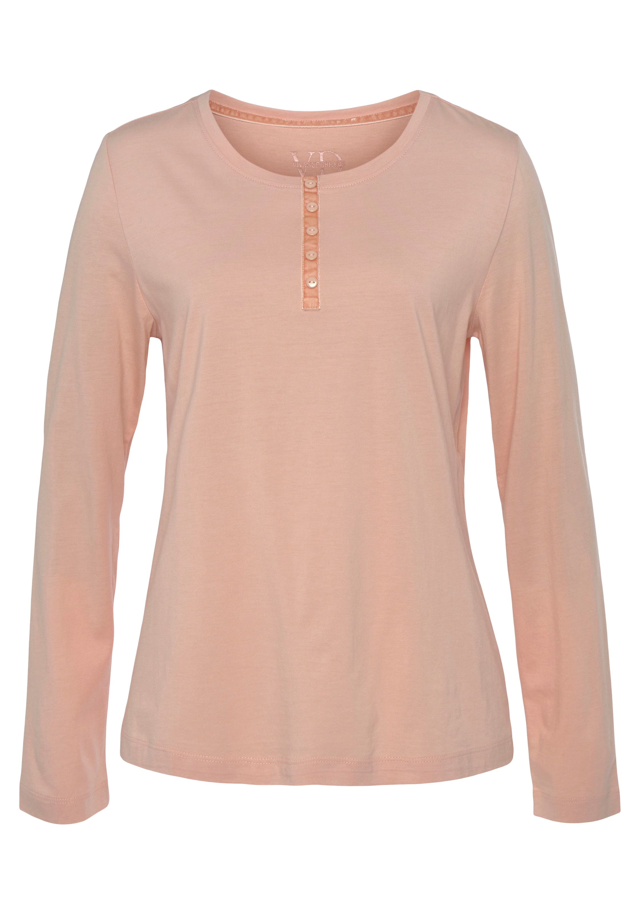 Vivance Dreams Pyjamaoberteil, mit Velvet-Knopfleiste