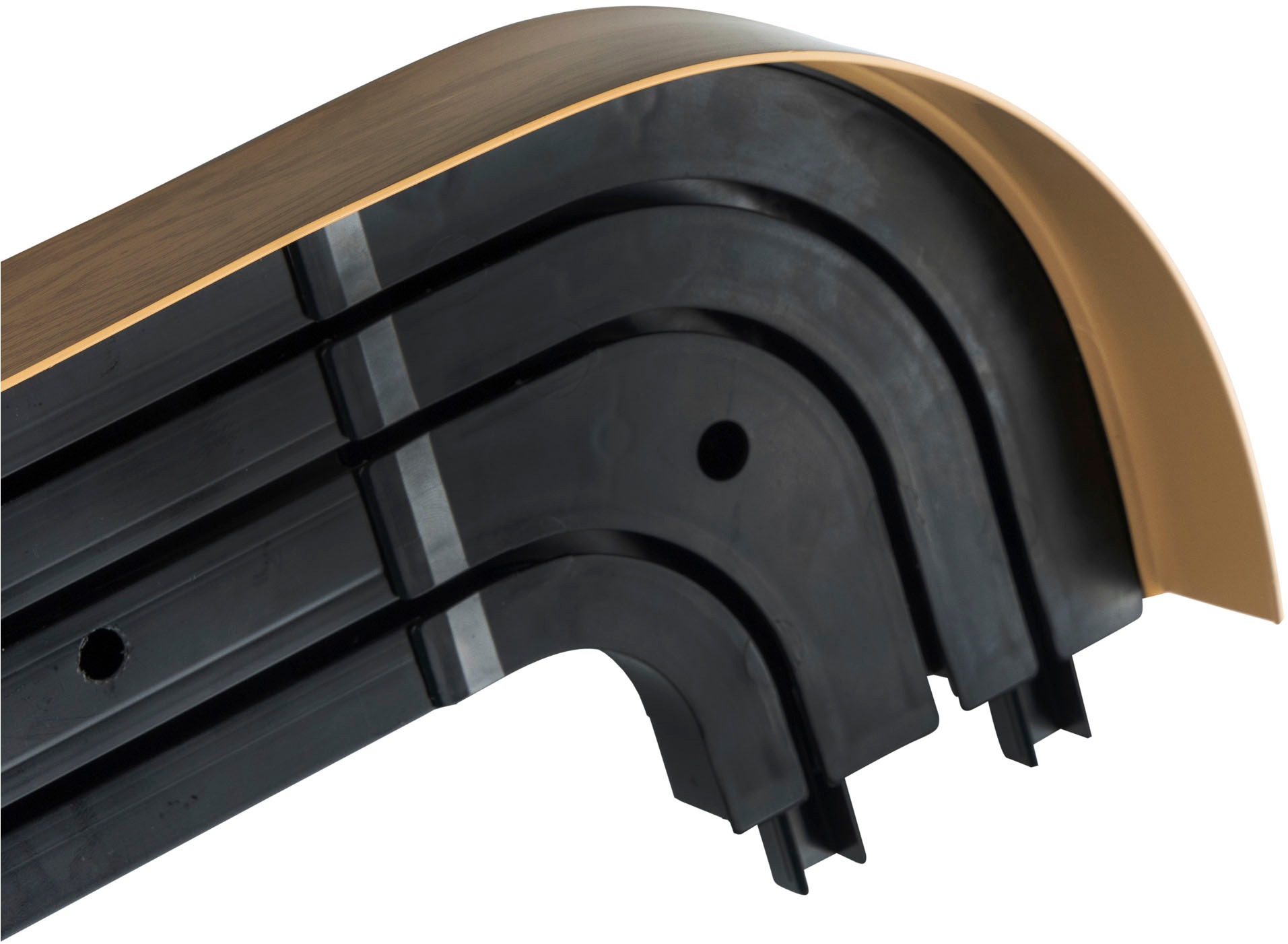 SN DECO GROUP Vorhangschiene »SH3«, 3 läufig-läufig, Fixmaß, Set 3-läufig, inkl. Rundbögen, Blende 7,5 cm, vorgebohrt, Innenlauf
