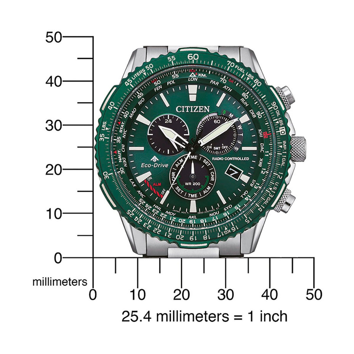 Citizen Funkchronograph »CB5004-59W«, Armbanduhr, Herrenuhr, Solar, Stoppfunktion, bis 20 bar wasserdicht