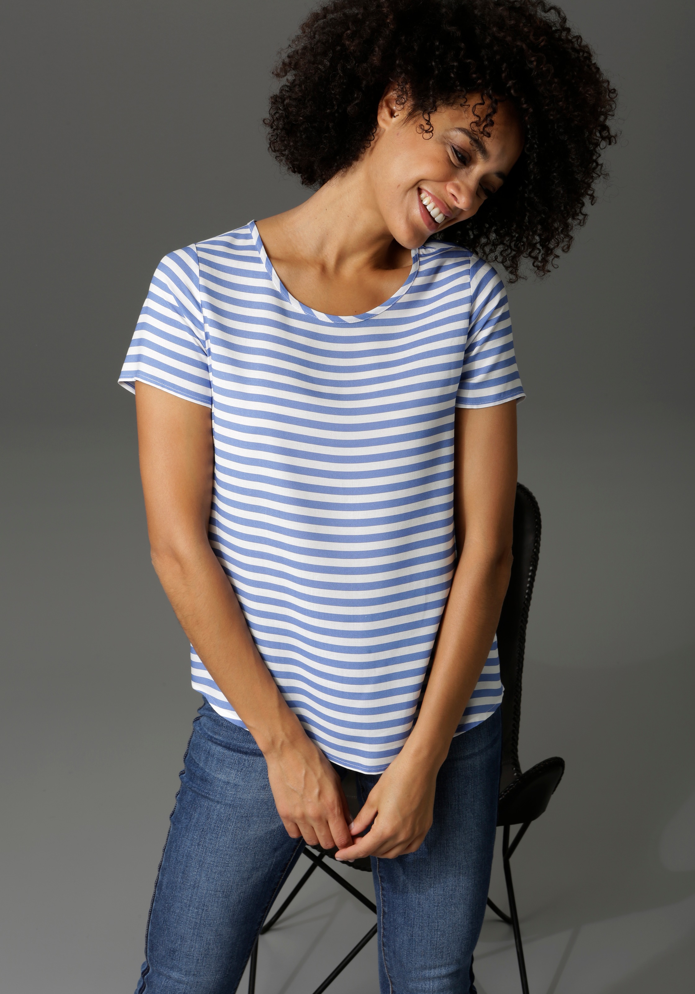Aniston CASUAL Shirtbluse, mit Zier-Reißverschluss im Rücken - NEUE KOLLEKTION