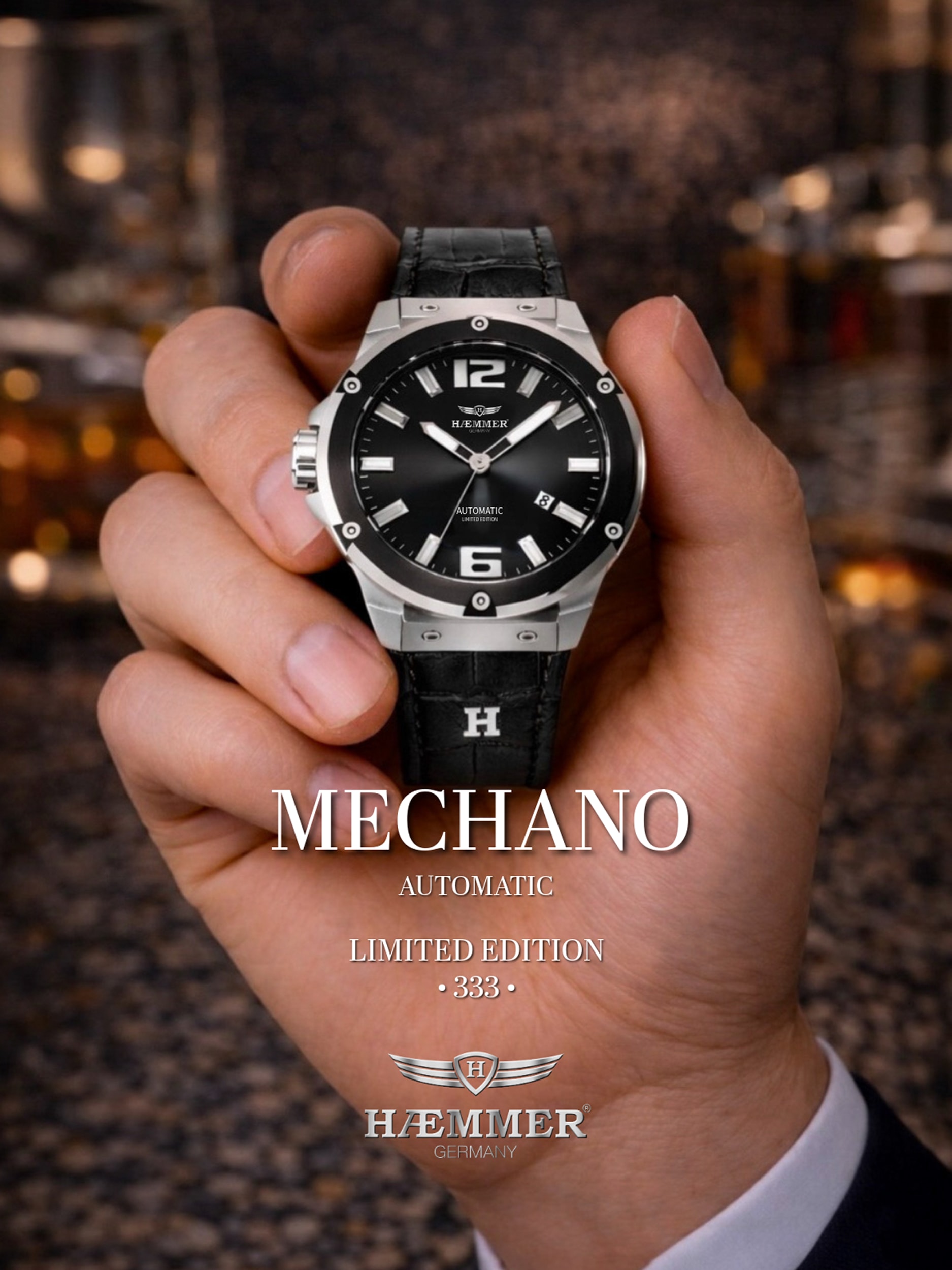 HAEMMER GERMANY Automatikuhr »MECHANO« Armbanduhr, Herrenuhr, Mechanische Uhr, analog, Tag