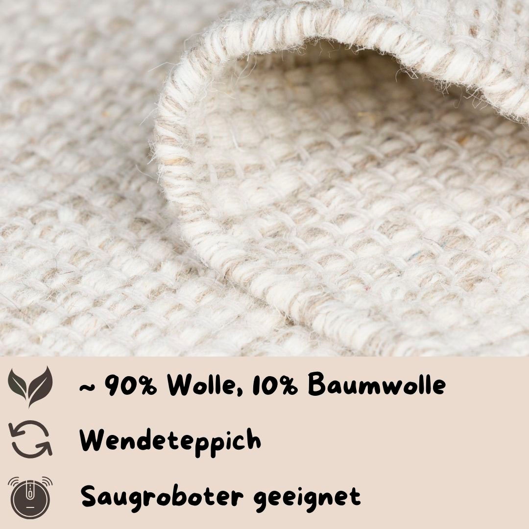 andas Wollteppich »Woolscape«, rechteckig, handgewebter Wendeteppich, meliert, reine Wolle, Wohnzimmer