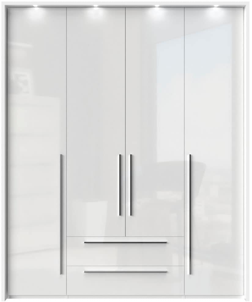 Places of Style Drehtürenschrank »Piano, inklusive Rahmen und Beleuchtung, soft-close-Funktion«, (viele Breiten zur Auswahl, 226cm hoch, mit jeweils 2 Schubladen), beige oder weiß, UV lackiert, Hochglanzfronten, FSC-zertifiziert
