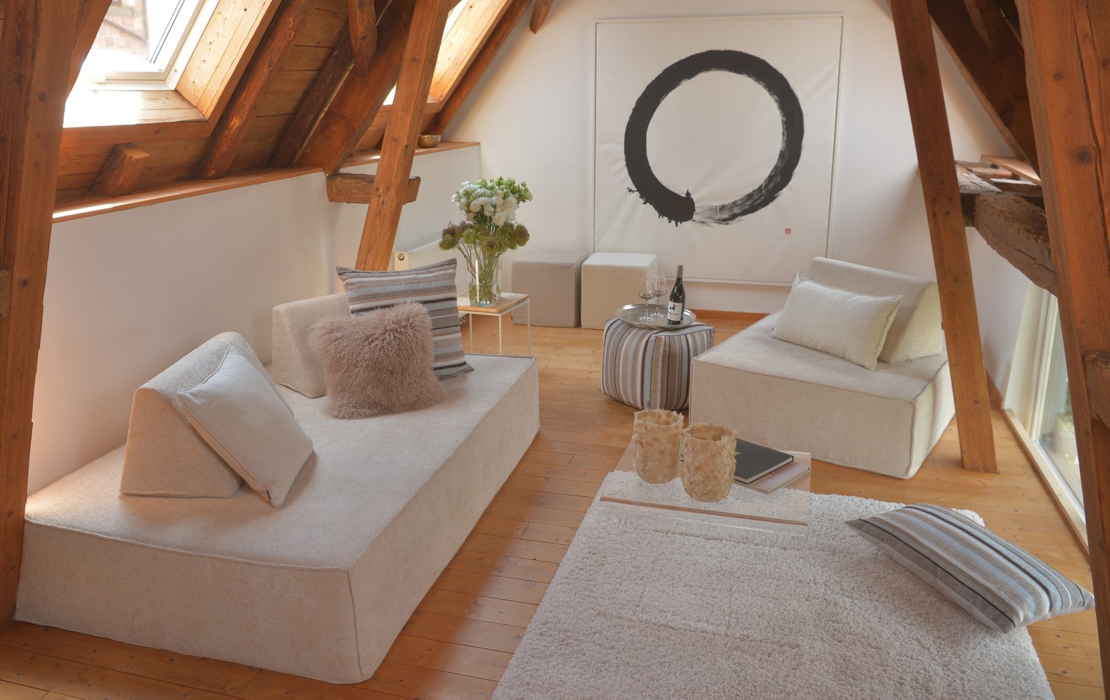 H.O.C.K. Dekokissen »Mary« Rückenkissen inkl. Füllung, 60x60cm, Dekokissen Streifen, pink