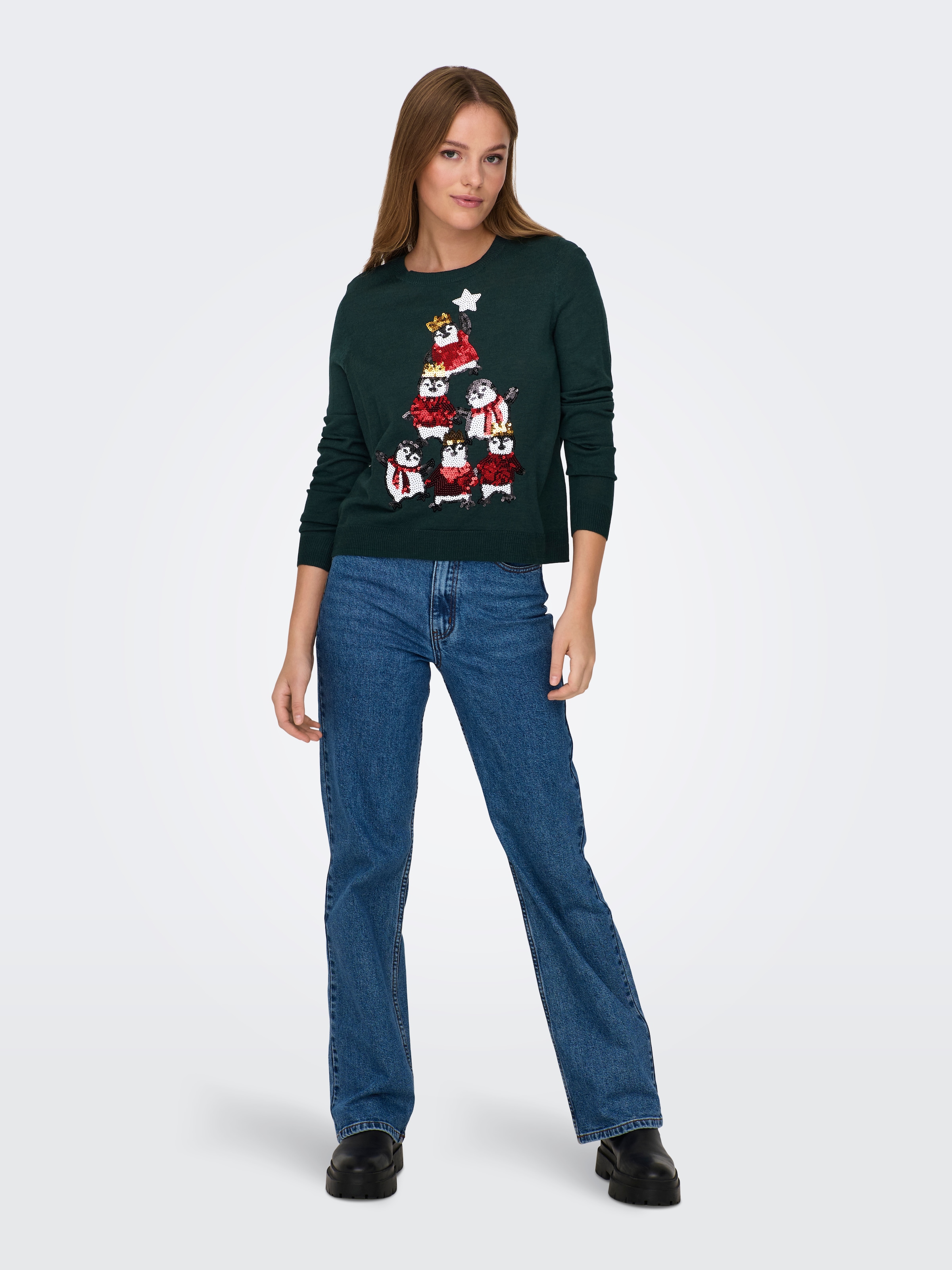 ONLY Weihnachtspullover »ONLXMAS PENGUIN TREE LS O-NECK RP KNT«
