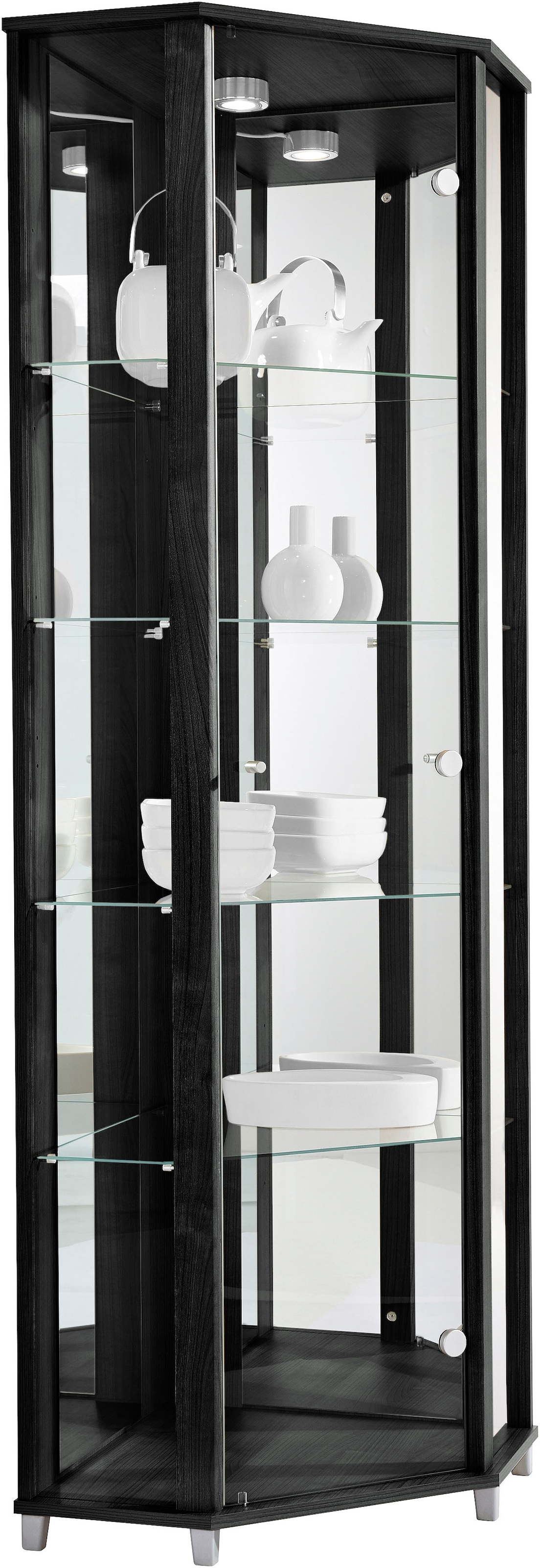 fif möbel Eckvitrine »TRIO Höhe ca. 172 cm, ink. Beleuchtung« Eckvitrine/Glasvitrine 1x Glastür, perfekt für Sammler, Sammlervitrine