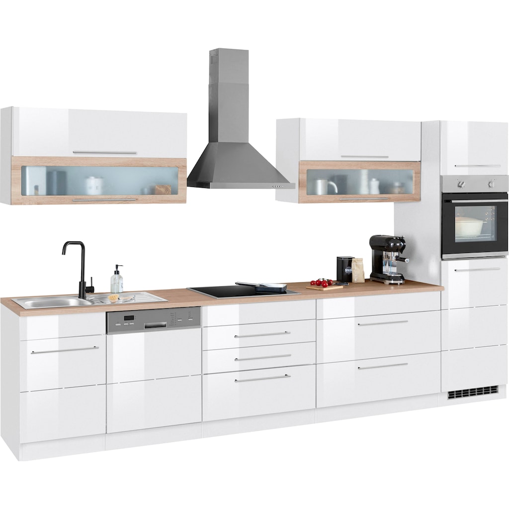 Kochstation Küchenzeile »KS-Wien«, Breite 350 cm, wahlweise mit E-Geräten und Induktion