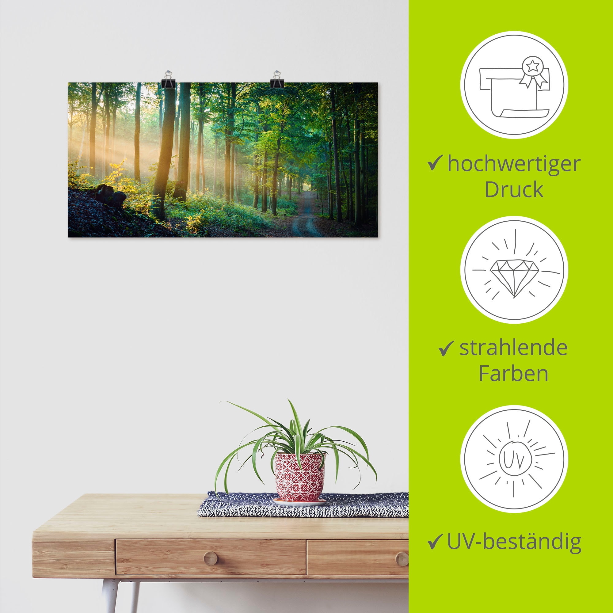Artland Wandbild »Herbstmorgen im Wald«, Waldbilder, (1 St.), als Alubild, Outdoorbild, Leinwandbild, Poster in verschied. Größen