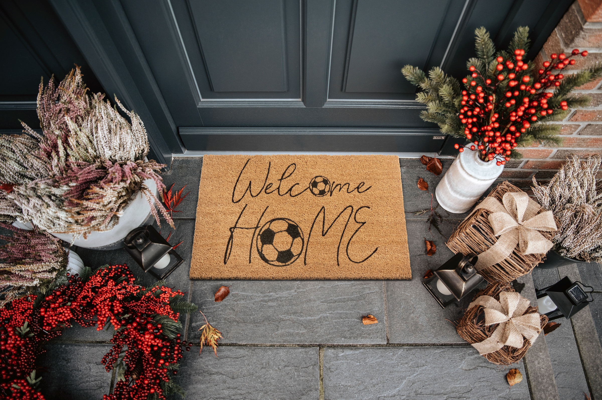 HANSE Home Fußmatte »Kokos Welcome Home Soccer, Türmatte«, rechteckig, 15 mm Höhe, Strapazierfähig, pflegeleicht, robust, wetterfest, UV-beständig