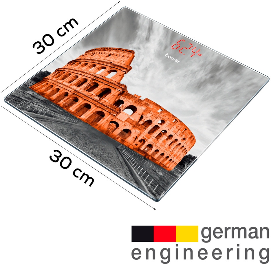 BEURER Personenwaage »GS 215 Rome«, Trittfläche aus Sicherheitsglas, Tragkraft 180 kg, Überlastungsanzeige