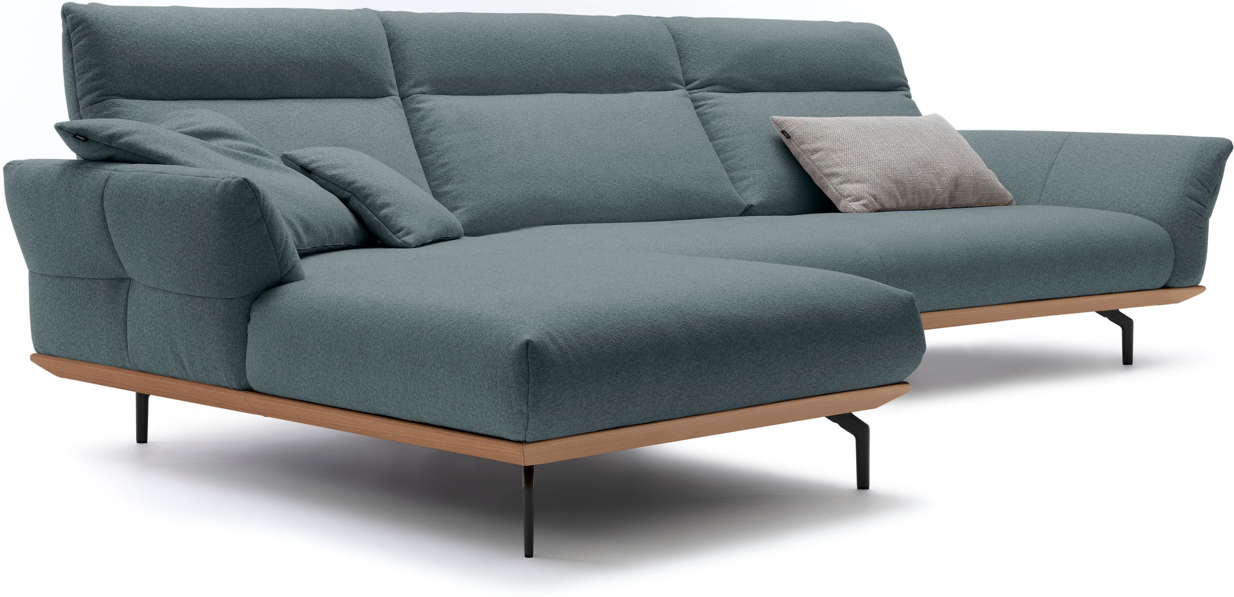 Creation BY ROLF BENZ Ecksofa »CR.460«, Sockel in Eiche, Winkelfüße in Umbragrau, Breite 338 cm