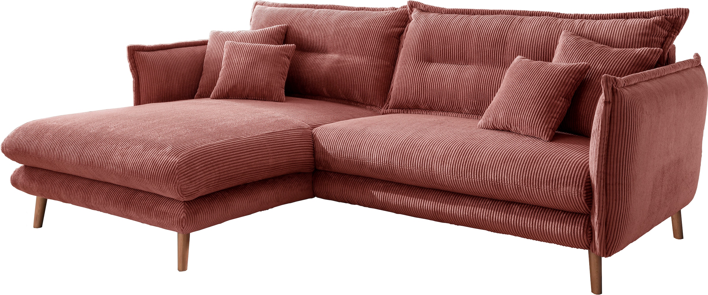 INOSIGN Ecksofa »Lazio modern und bequem, schmale Armlehnen, tolle Detailverarbeitung«, zwei verschiedene Fußfarben wählbar