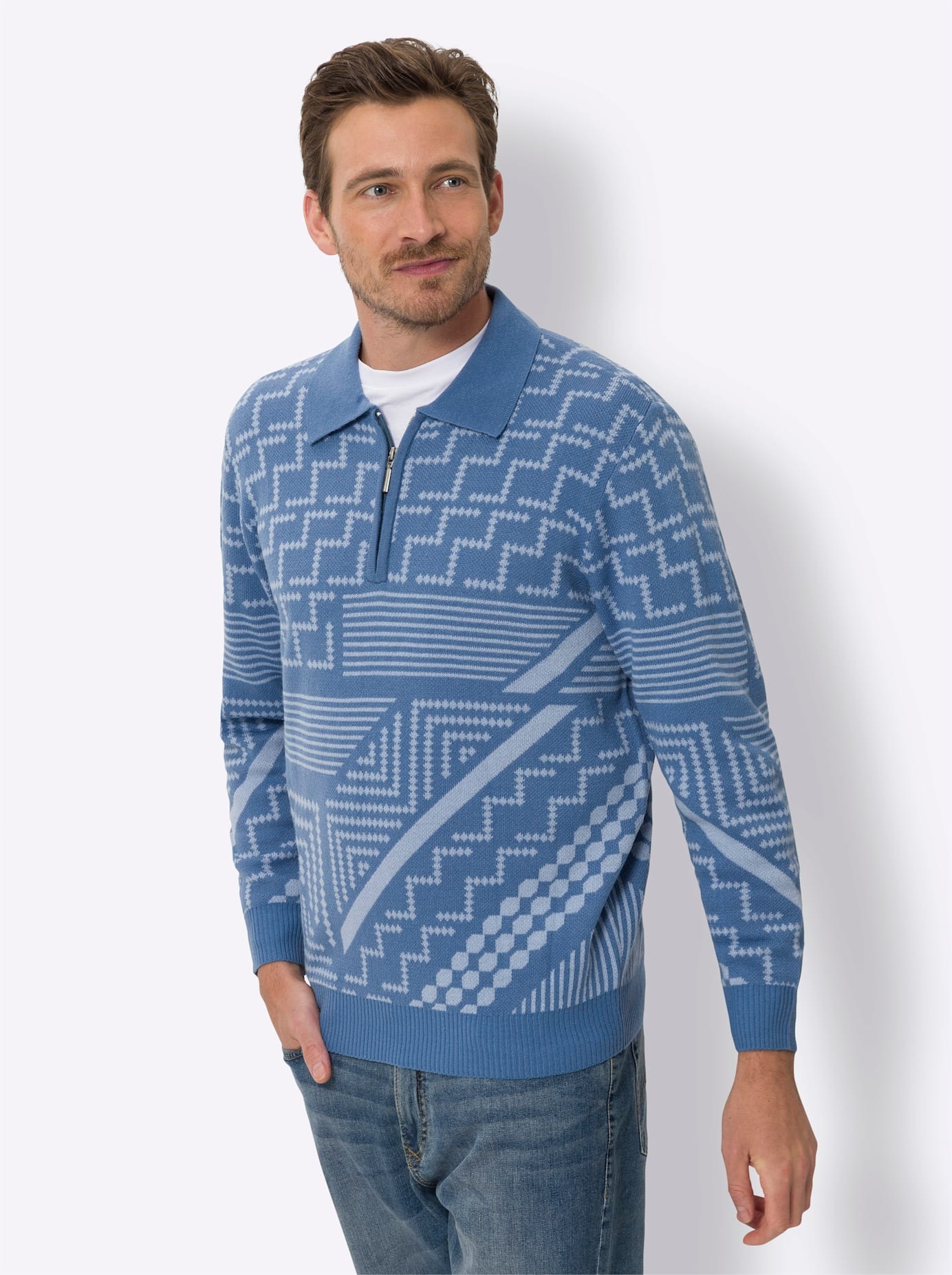 Classic Herren Polokragenpullover »Polopullover« in blau, Größe 62