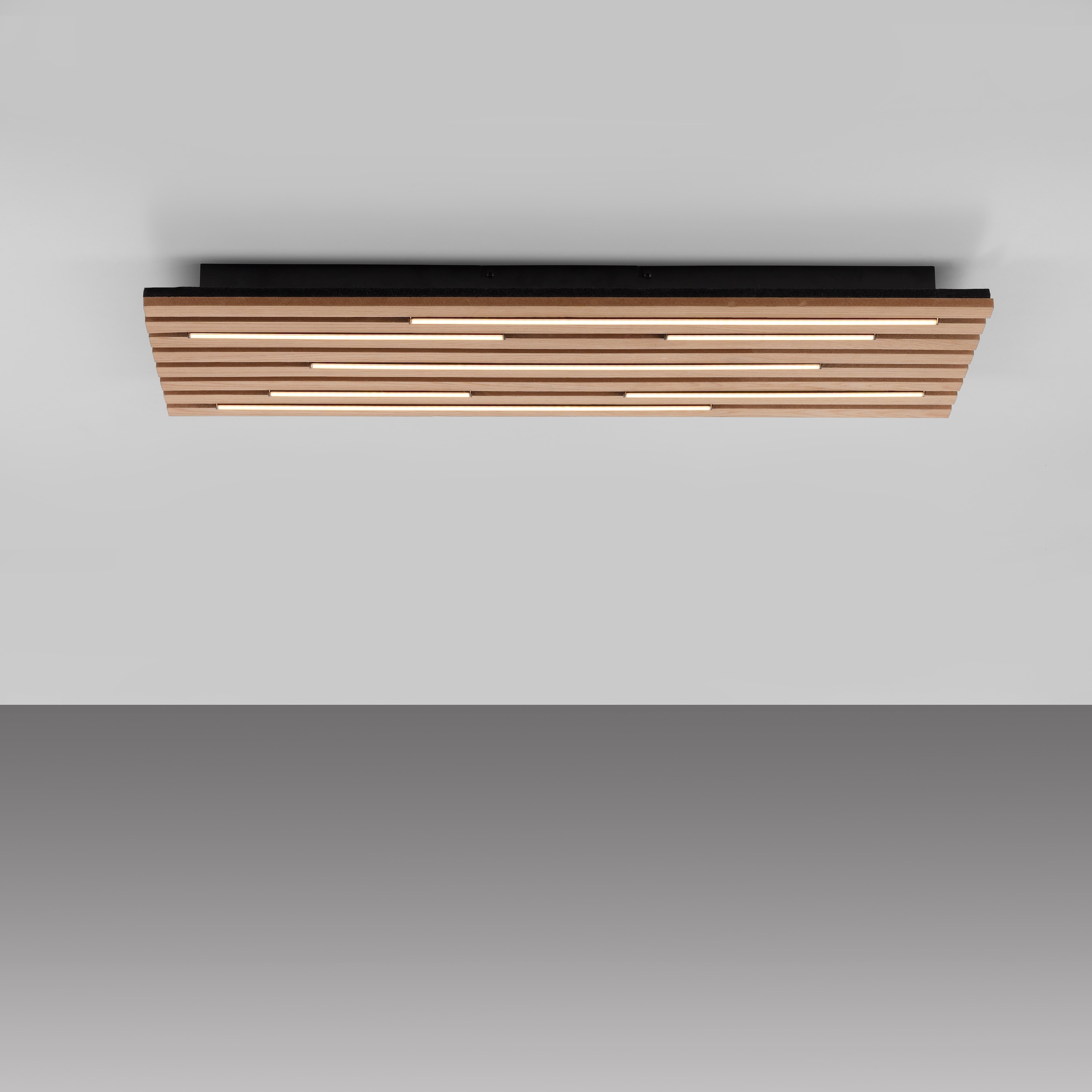 andas Deckenleuchte »Unnestad Akustikpaneele«, 1 flammig, Leuchtmittel LED-Board | LED fest integriert, schwarze LED Diffuser, Holz, Akustik, Paneele, 3000K - 80 x 30 cm