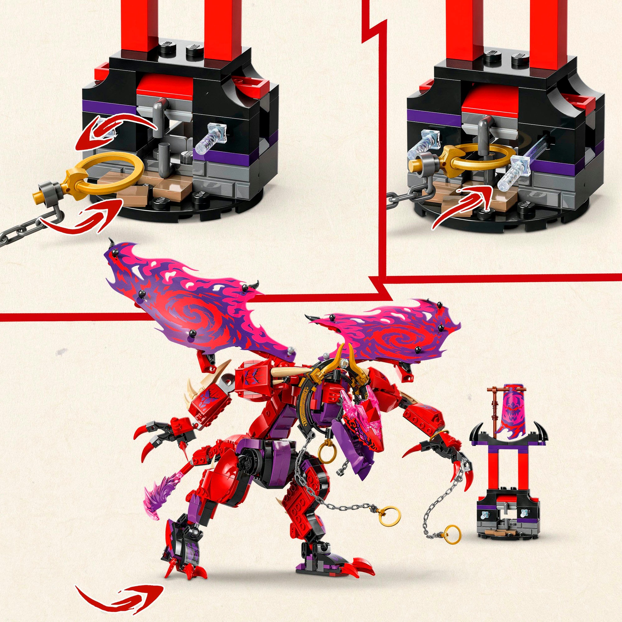 LEGO® Konstruktionsspielsteine »Chaosdrache Donnerzahn (71832), LEGO® Ninjago«, (668 St.), Made in Europe