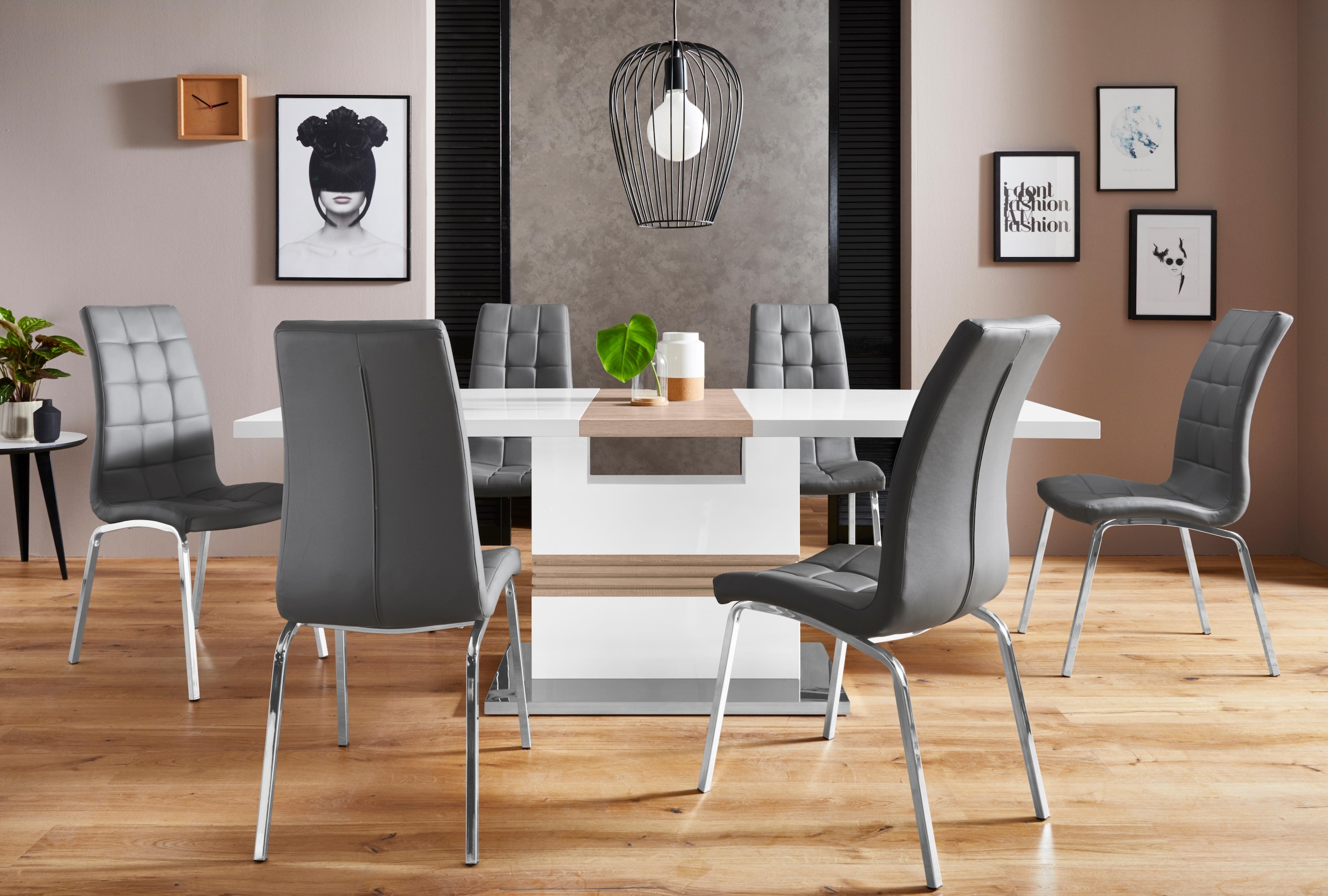 INOSIGN Essgruppe »Perez/Lila«, (Set, 5 tlg.), mit 4 Stühlen, Tisch  ausziehbar, Breite 160-200 cm online bei OTTO