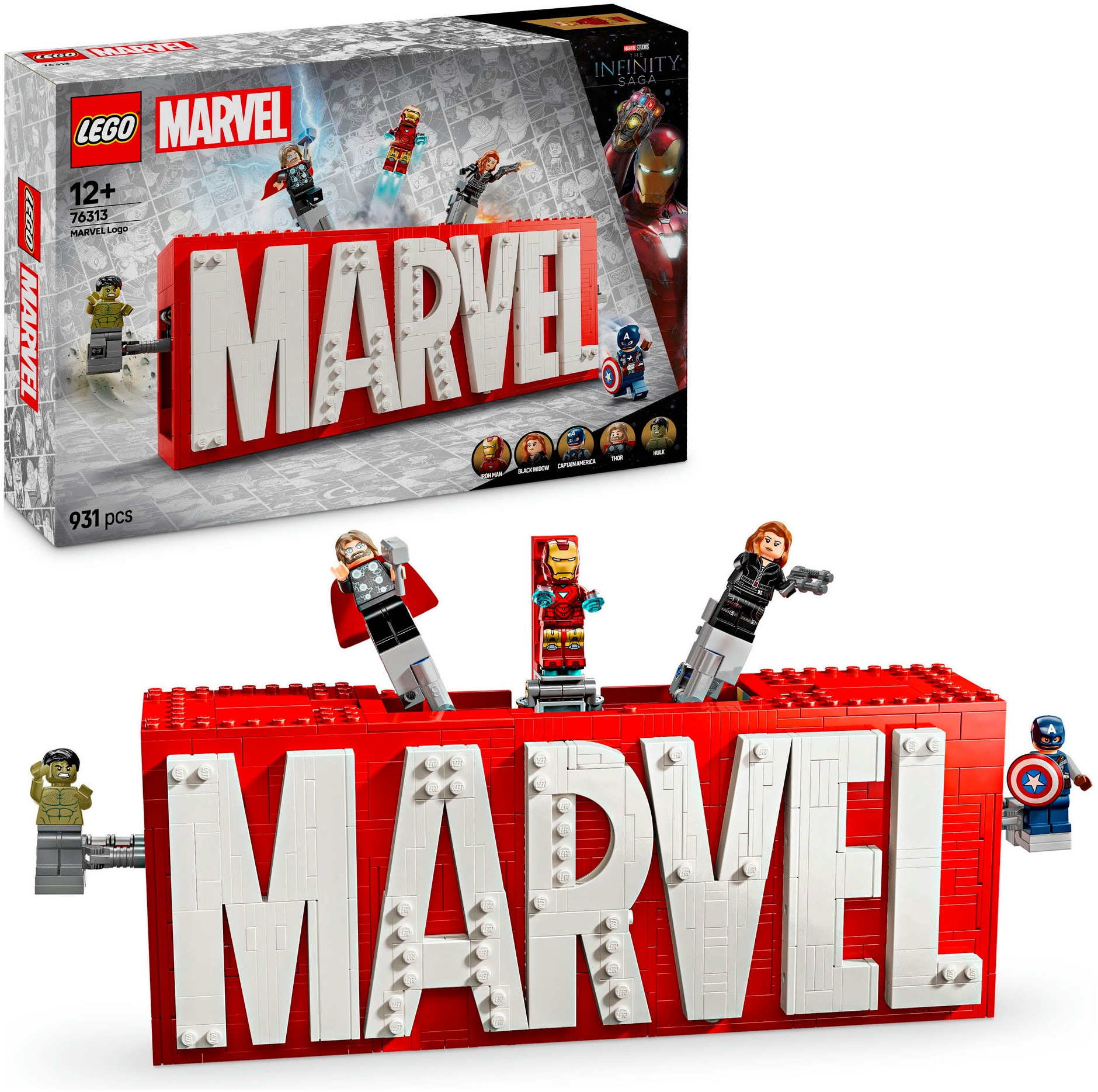 Lego Konstruktionsspielsteine »MARVEL Logo & Minifiguren (76313), LEGO Super Heroes« Made in Europe in bunt