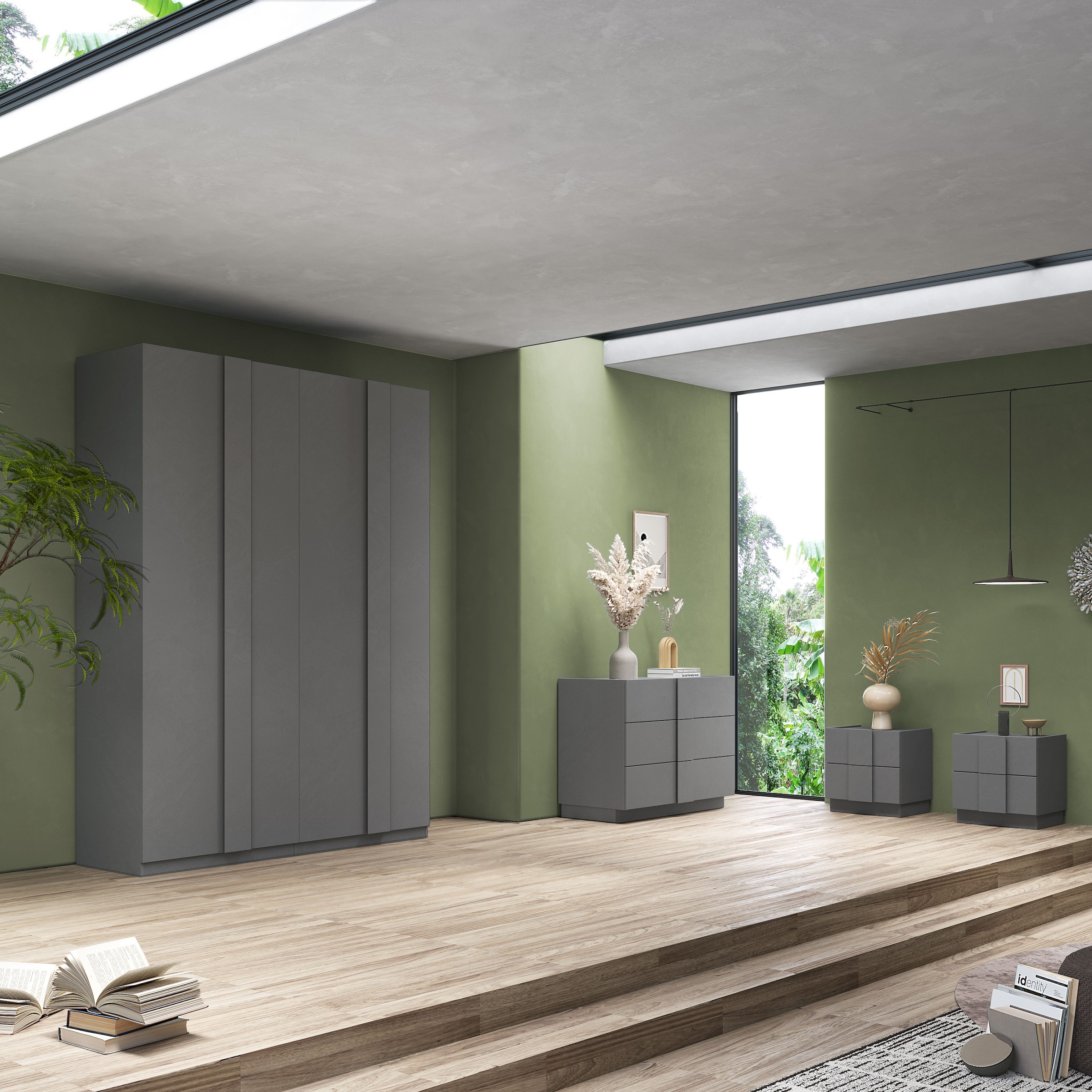 INOSIGN Nachtschrank »Jupiter, Nachtkommode (2-St), Nachttisch, Nachtkonsole, 2 Schubladen« Spar-Set, 2 Stk. tlg.