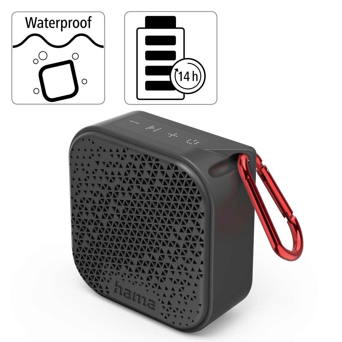 Hama Bluetooth-Lautsprecher »Mini Bluetooth Lautsprecher (wasserdicht IP67, 3,5W, mobil, Karabiner)«