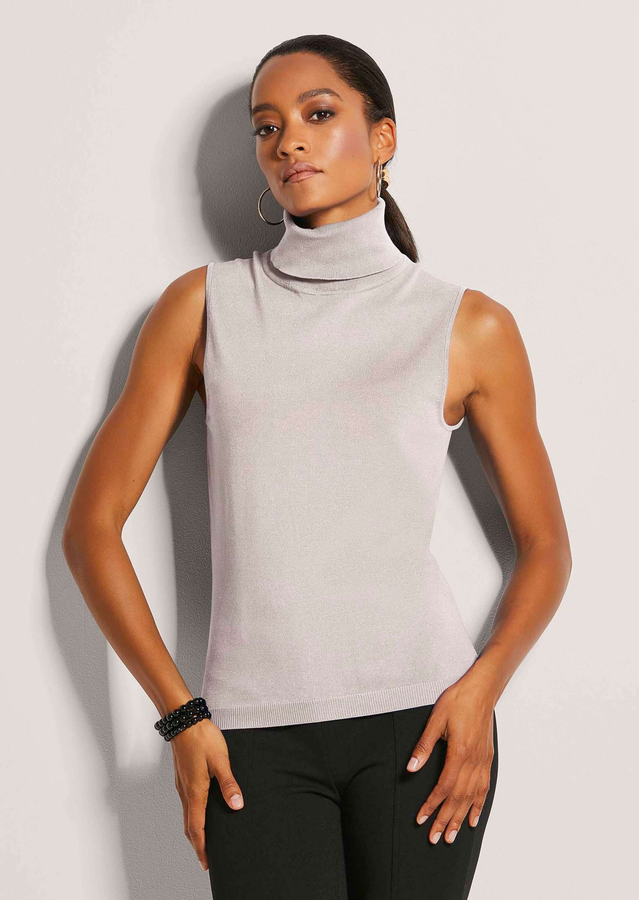 MADELEINE Longpullover »Pullover Ärmelloser Rollkragenpullover«