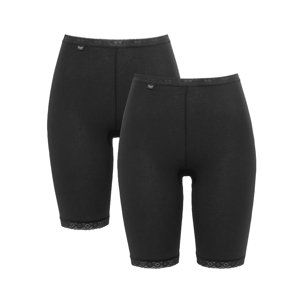 sloggi Lange Unterhose »Basic+ Long 2P«, (Packung, 2 St.), Long-Pants mit Spitzenbesatz
