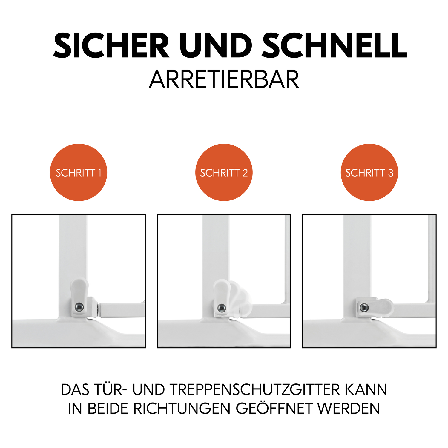 Hauck Türschutzgitter »Clear Step 2, White«, auch als Treppenschutzgitter verwendbar; 75-80 cm, flacher Durchgang