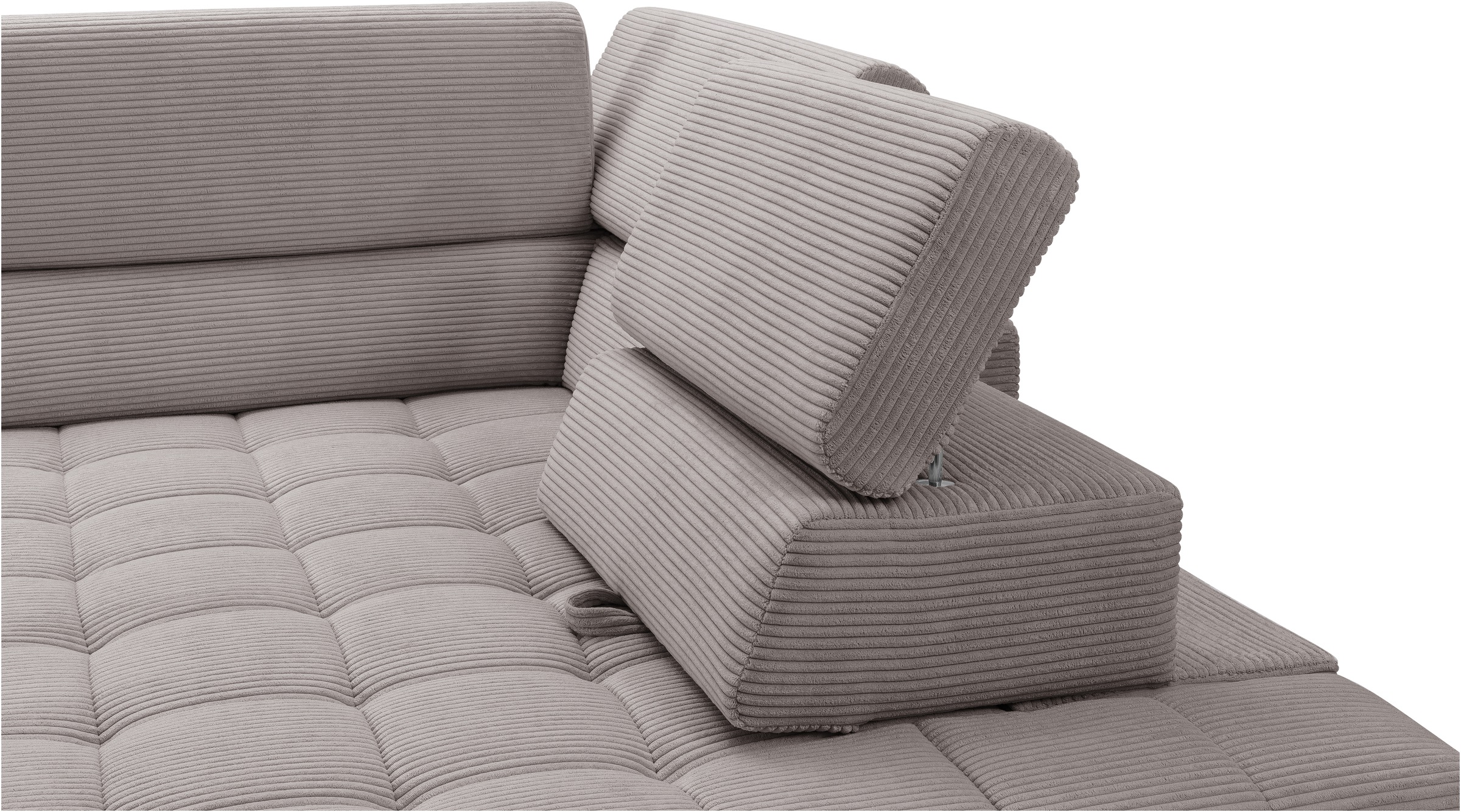 exxpo - sofa fashion Ecksofa »Elianos, hoher Sitzkomfort, aufwendige Kreuzsteppung im Sitz, L-Form«, Kopfteile & Sitztiefe verstellbar, mit Bettfunktion, Cord, cappuccino