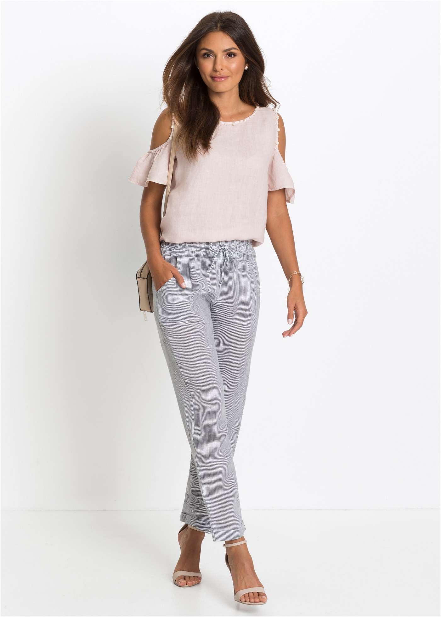 bonprix Leinenhose  aus Leinen und Lyocell, mit Elastik-Bündchen, Regular Fit