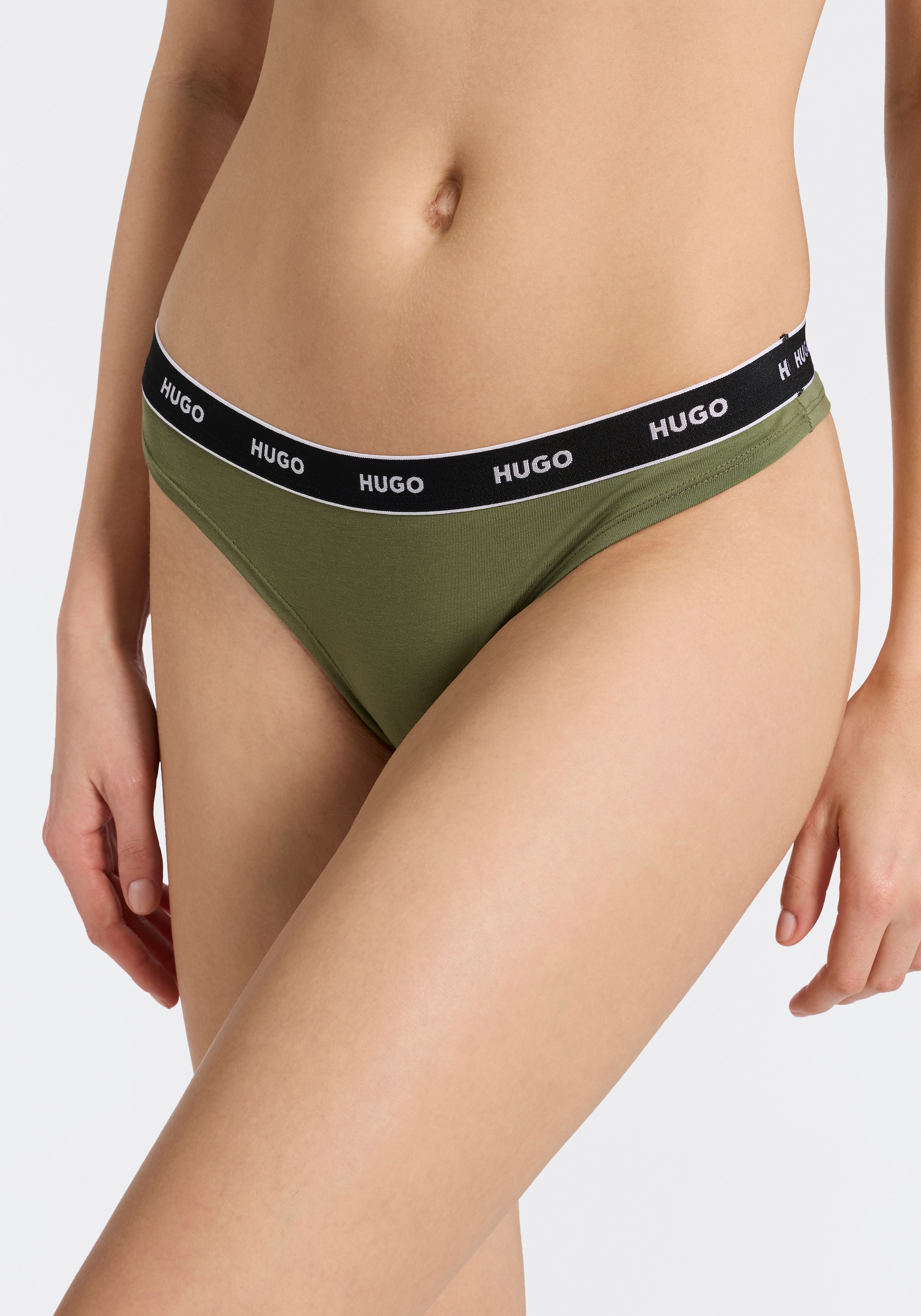 HUGO Underwear String »TRIPLET THONG STRIPE« elastischer Bund mit Logo, enganliegend