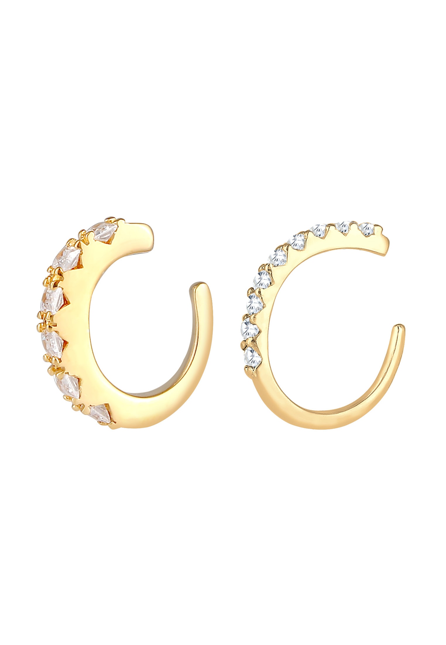 Elli Premium Paar Ohrklemmen »Ohrringe Single Earcuff Set Zirkonia (2 tlg) 925 Silber«