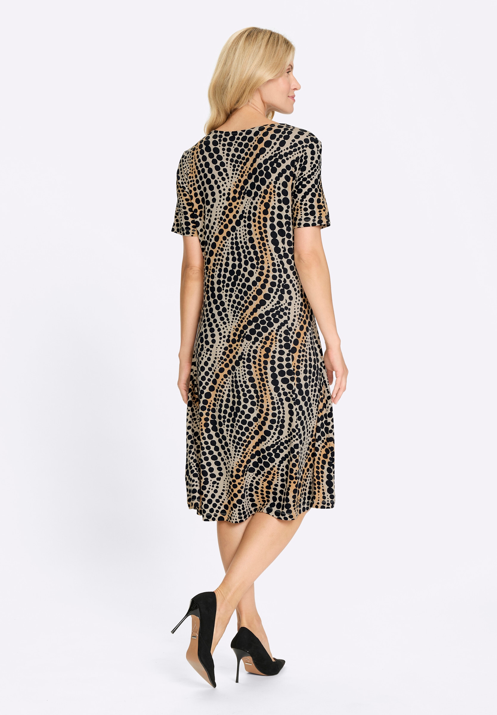 Sieh an! Shirtkleid »Jersey-Kleid Jerseykleid im Punkte-Dessin« Ohne Taschen
