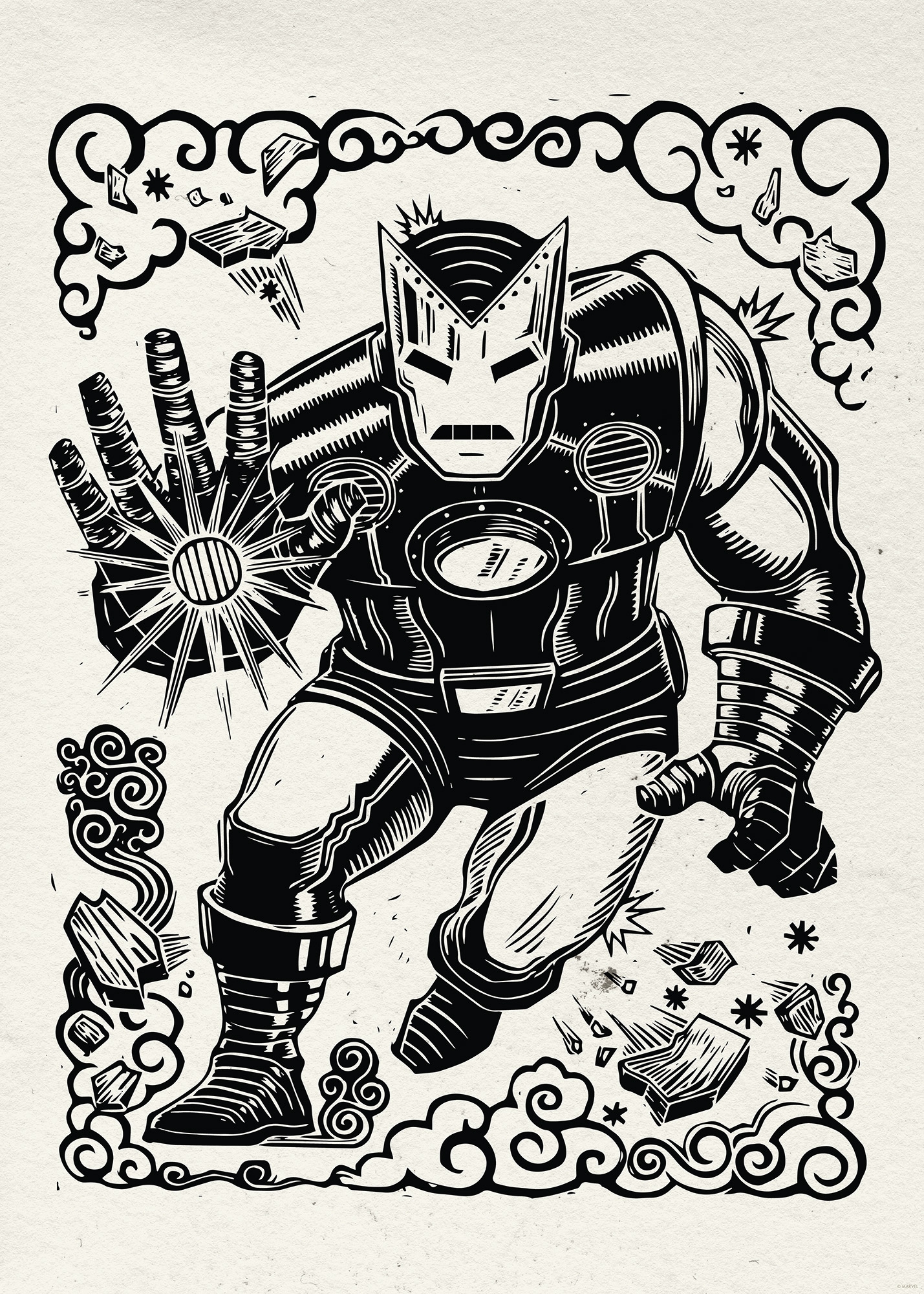 Komar Wandbild »Marvel Iron Man Lino-Cut«, Disney, (Set, 1 St.), 50 x 70 cm (Breite x Höhe) - Kinderzimmer, Dekoration