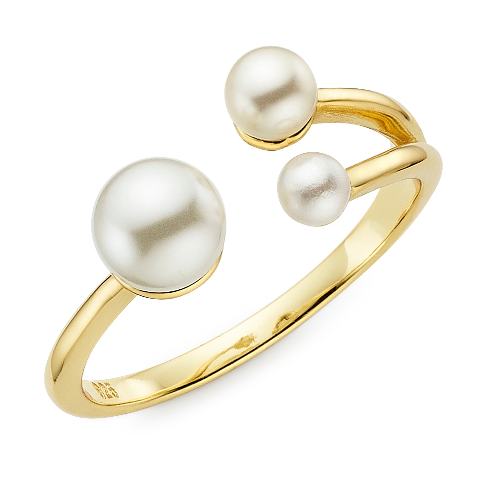 Aniston JEWELRY & WATCHES Fingerring »Schmuck Geschenk Silbering offen mit synth. Muschelkernperlen« mit Muschelkernperle (synth.)