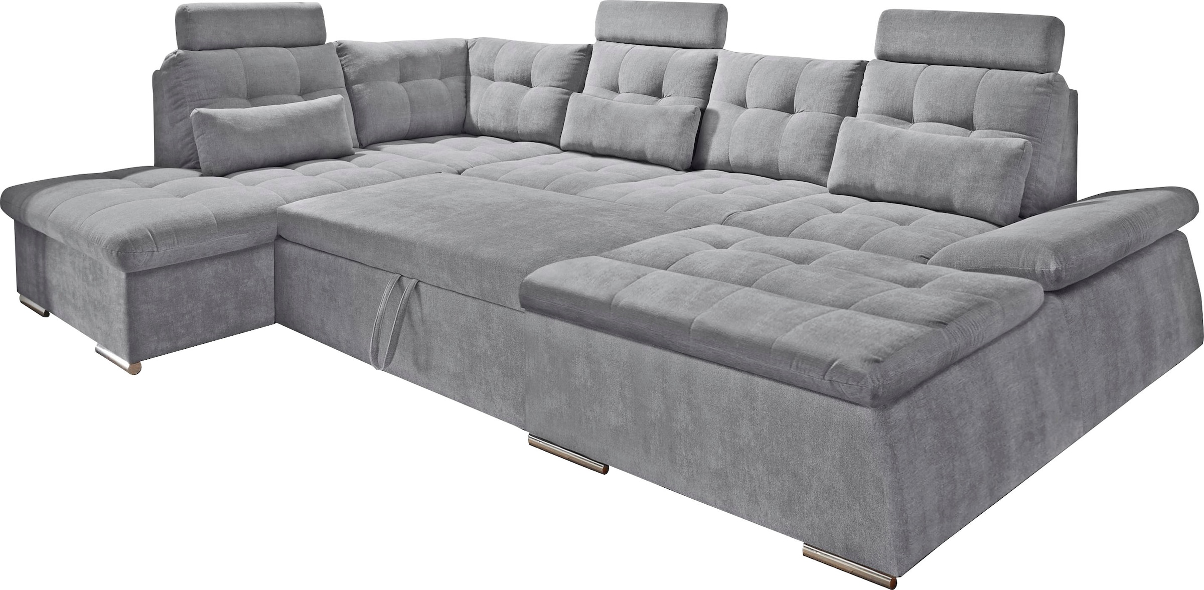 ED EXCITING DESIGN Wohnlandschaft »Nalo U-Form«, mit Bettfunktion, Bettkasten, Kopfstützen, Nierenkissen etc.