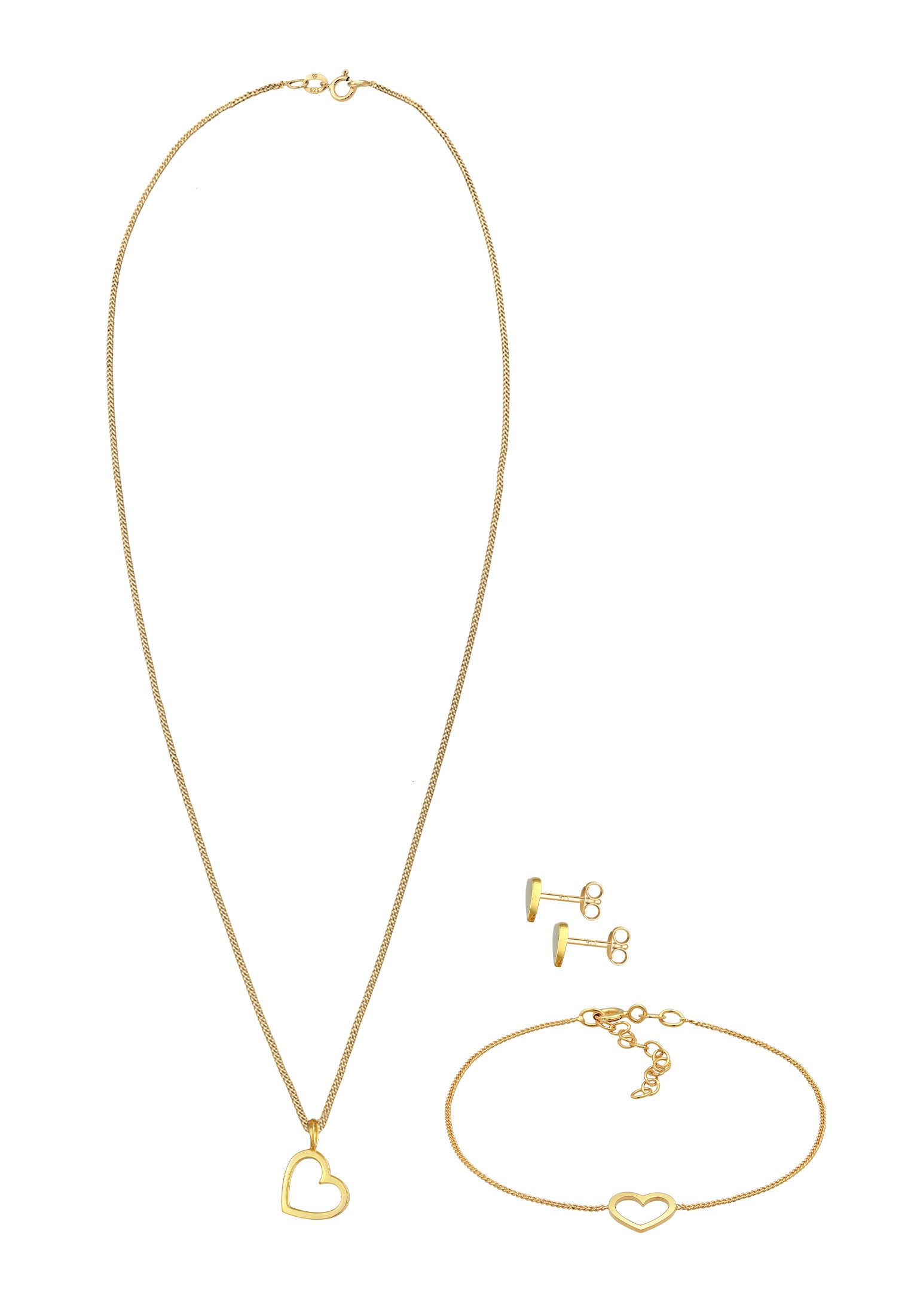 Elli Ohrring und Ketten Set »Schmuckset Herz Liebe Cut Out Trend Valentinstag 925 Silber«