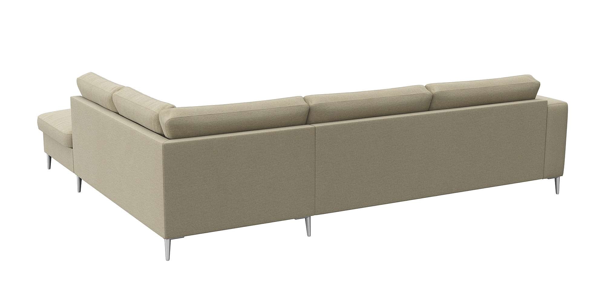 FLEXLUX Ecksofa »Fiore, super Sitzkomfort durch Kaltschaum im Sitz, L-Form« breite Armlehnen, Füße Alu
